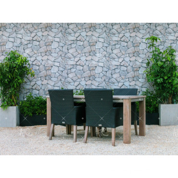 Vente chaude de nouveaux restaurants de salle de repos PE Poly Rattan Wicker 6 chaises et table pour meubles extérieurs de jardin